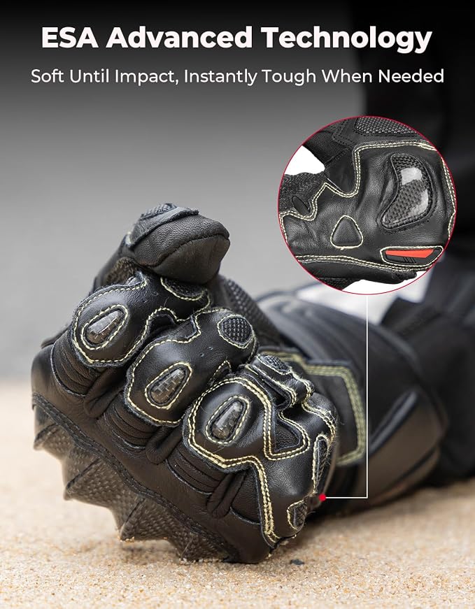 KEMIMOTO Leather Motorcycle Gloves - Image 4