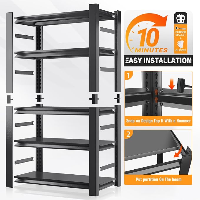 63''H Garage Shelving 3000 LBS Heavy Duty Garage Storage Shelves, Adjustable 5 - Image 4