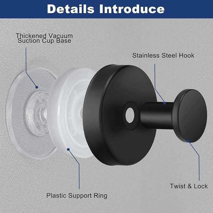 2 PCS Suction Cup Hooks for Shower, Hooks for Inside Shower, Removable Towel - Image 3