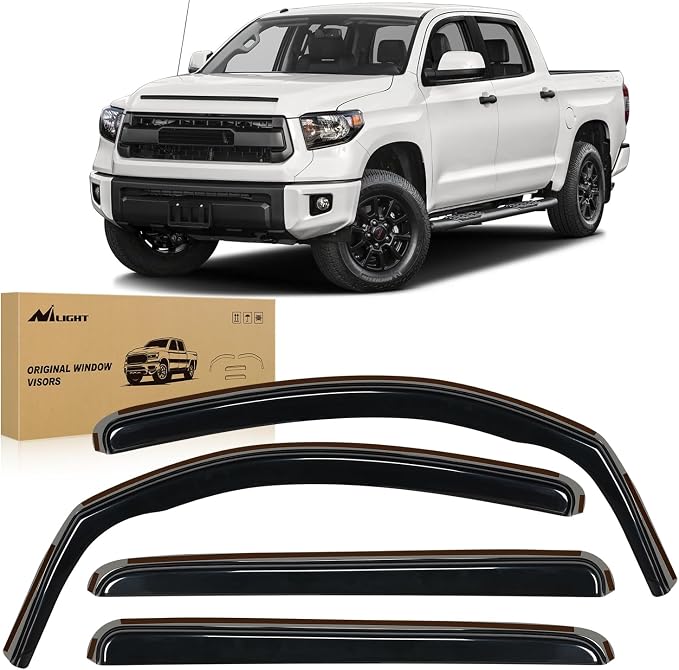 Nilight in-Channel Rain Guards for Toyota Tundra Crew Max 2007 2008 2009 2010 by Nilight