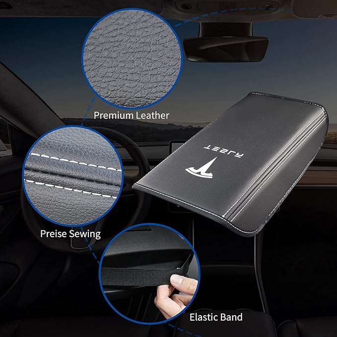 Car Armrest Cover for Tesla Model 3 Y Leather Center Console Armrest Box Cover - Image 3