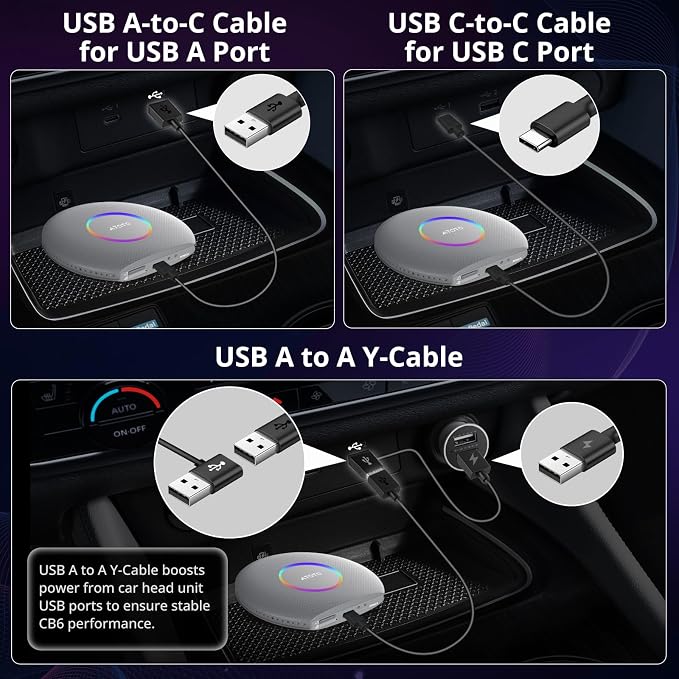 CB6 CarPlay AI Box & Android AI Box, Wireless CarPlay/AndroidAuto Adapter - Image 6