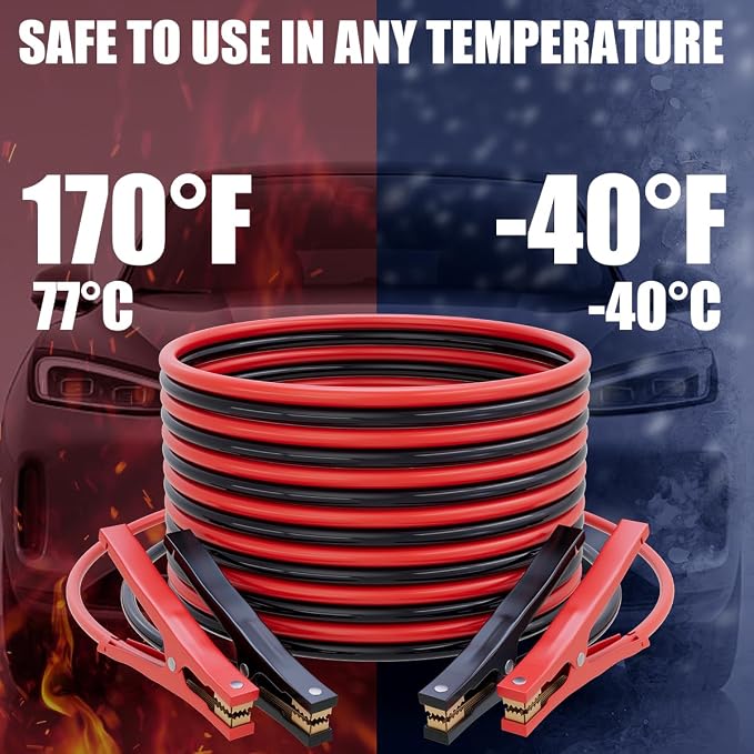Jumper Cables for Car Battery, 8 Gauge 12 Feet 600AMP, Automotive Booster - Image 4