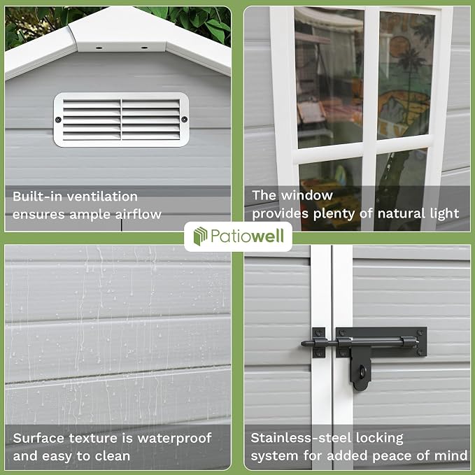 Patiowell 6x4 FT Plastic Outdoor Storage Shed, Resin Shed Perfect to Store - Image 3