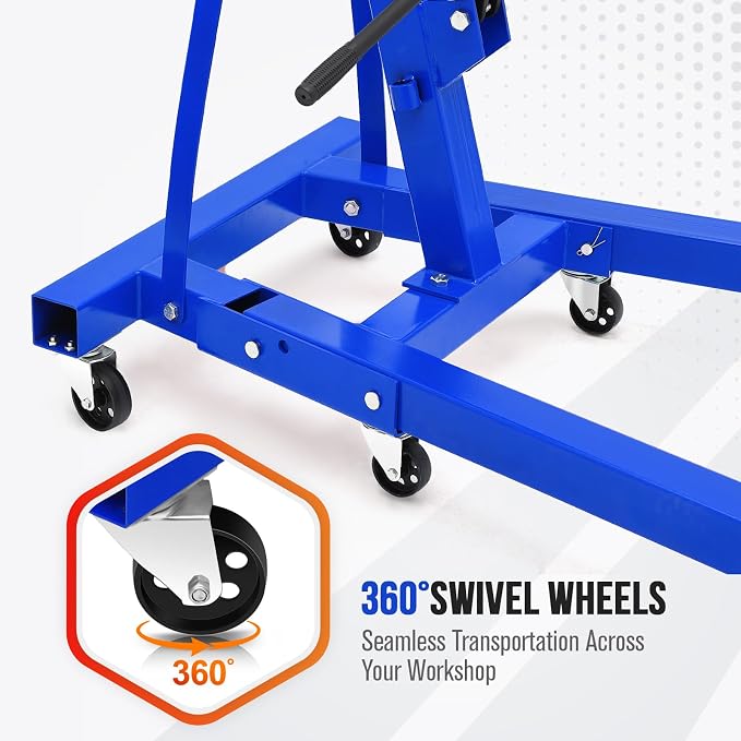 2 Ton Engine Hoist, Hydraulic Cherry Picker Engine Hoist Lift, 4400LBS Heavy - Image 4