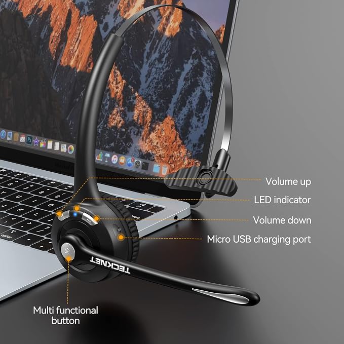 TECKNET Bluetooth Headset, Wireless On Ear Headphones - Image 6