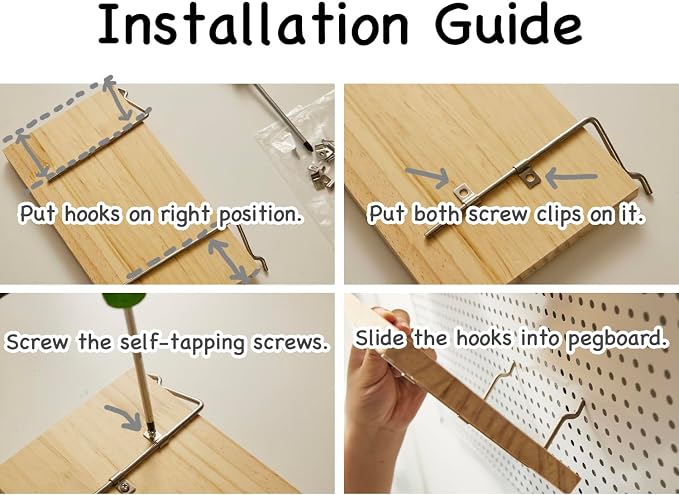 SEVENY 2 Pack Pegboard Shelf Wall Organizer, Pine Wooden Garage Tool Storage - Image 6