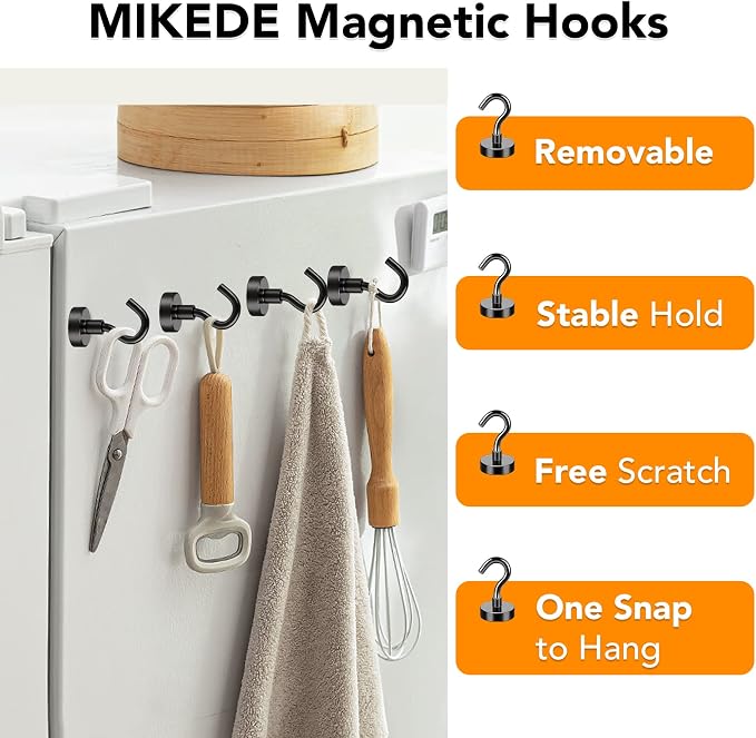 MIKEDE Magnetic Hooks, 25Lbs+ Black Heavy Duty Earth Magnets - Image 4