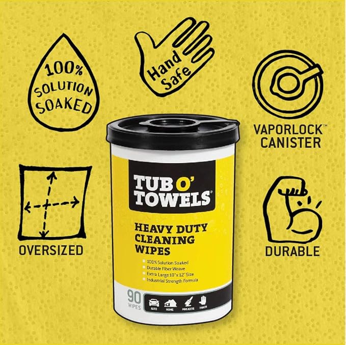 Tub O' Towels TW90 Heavy-Duty 10" x 12" Size Multi-Surface Cleaning Wipes - Image 3