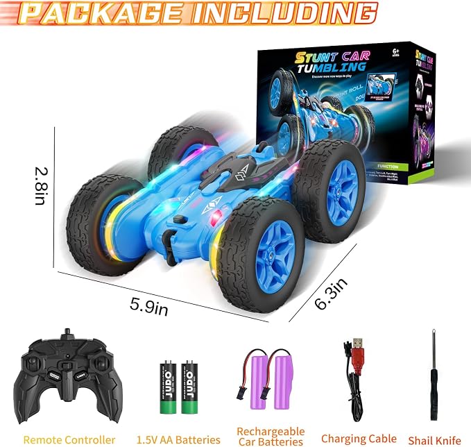 Remote Control Car, Rc Cars Stunt Kids Toys New Upgraded Strip Lights and - Image 6