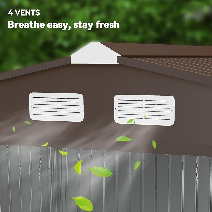 Outsunny 9' x 6' Outdoor Storage Shed, Garden Tool Metal Shed - Image 8