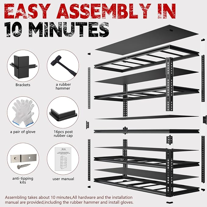 78” H x 55”W x 24”D Metal Garage Shelving, Adjustable 5 - Image 5