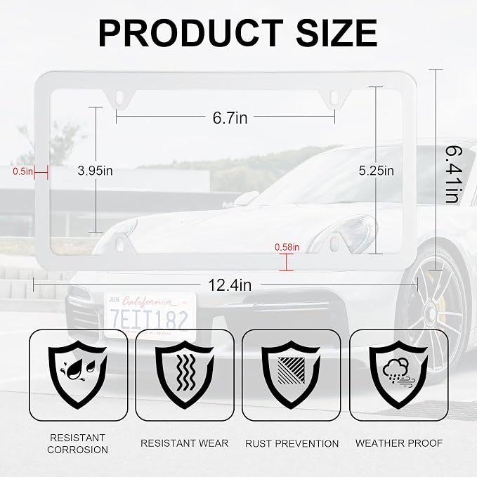 LivTee 4 Holes Stainless Steel License Plate Frames, Automotive Exterior - Image 3