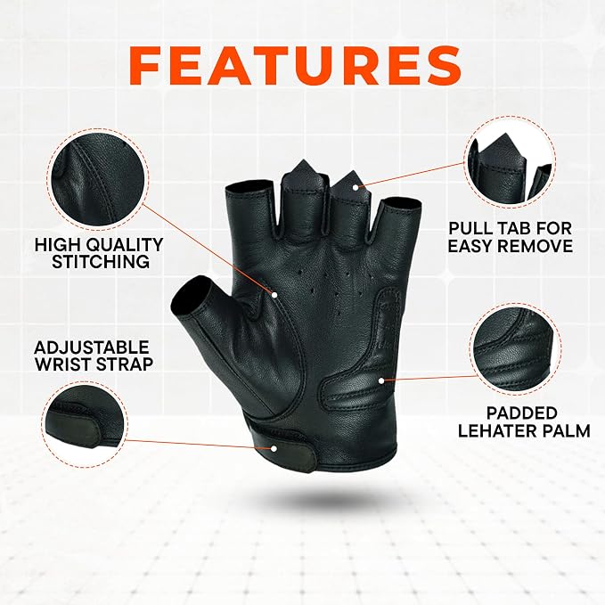 Daniel Smart Men's Motorcycle Leather Gloves - Image 3