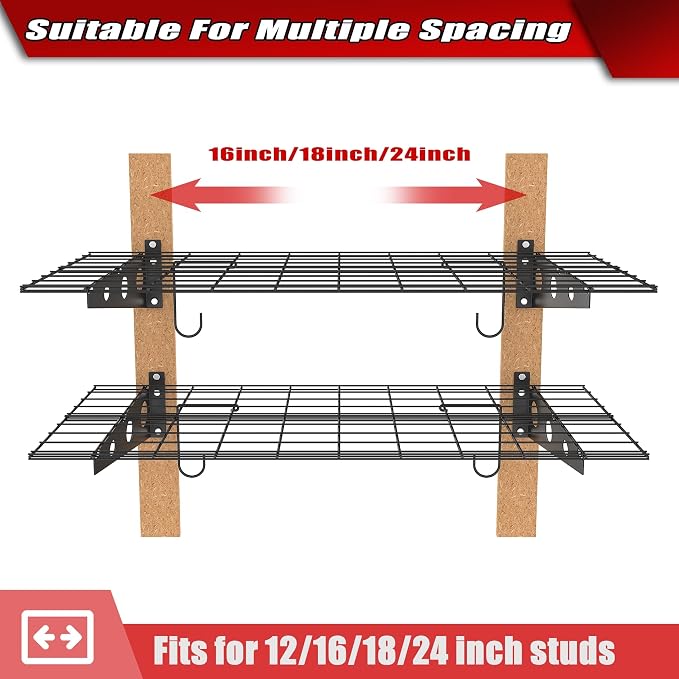 WALMANN 2 Pack Garage Wall Shelves, 2 x 4 ft/24 * 48 inch Wall Mounted Storage - Image 5