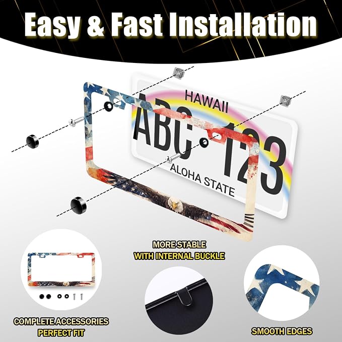 Eagle American Flag License Plate Frame Patriotic Eagle License Plate Holder - Image 7