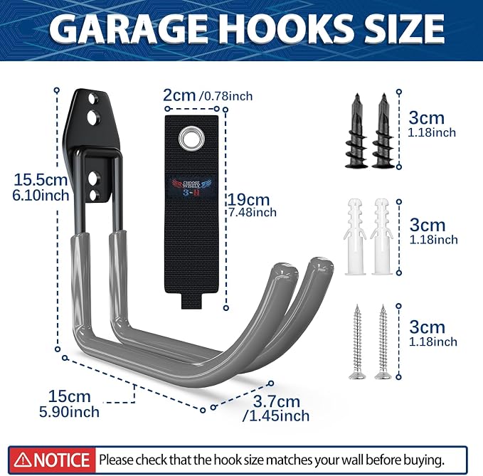 3-H Large Garden Hose Holder Wall Mount 4 Pack, Solid Steel Hose Hanger - Image 2