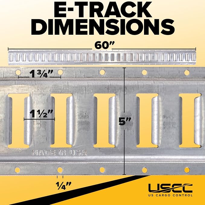 US Cargo Control E Track, Made in USA, 12 Gauge Steel 5 FT Galvanized E Track - Image 2