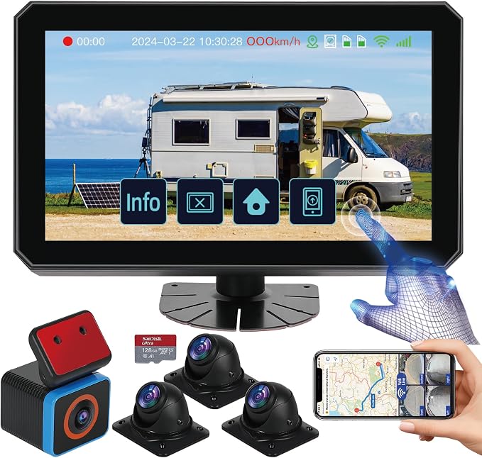 6CH AI WiFi GPS Sentry Mode RV Backup Camera System 10.1" Touch Screen Monitor by VESSTECH