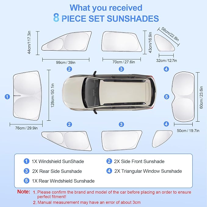 8pcs Car Window Shades for Subaru Outback Wagon 2015-2019 Accessories, - Image 7