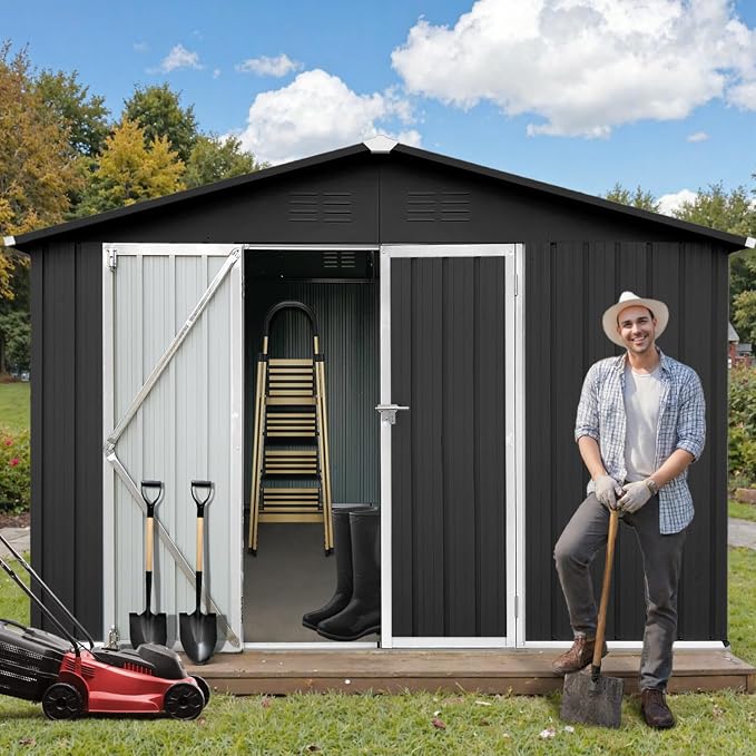 10 x 12 FT Outdoor Storage Shed, Metal Garden Tool Shed - Image 2