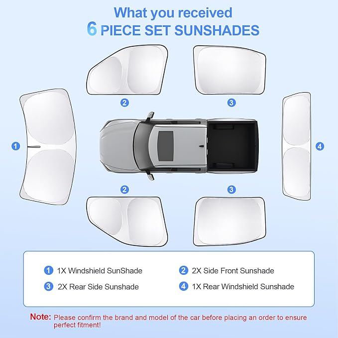 6pcs Car Window Shades for Toyota Tundra 2022-2025 Accessories, Windshield Side - Image 7