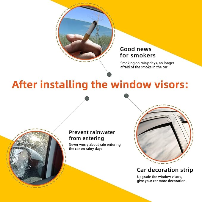 4 pcs Compatible with 2000-2004 Nissan Xterra Front+Rear Sun/Rain Guard Outside - Image 4