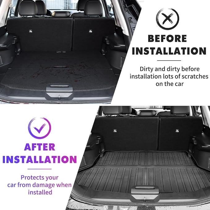 Fit for Nissan Rogue 2020-2014 Cargo Mats, All-Weather Rear Trunk Mat Rear Seat - Image 2