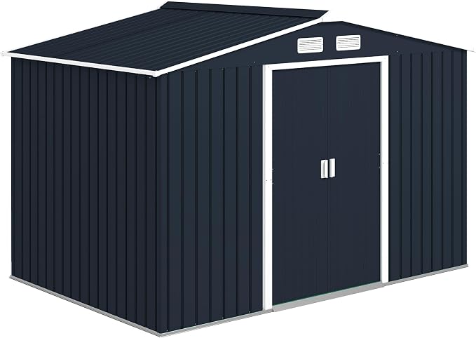 Outsunny 9' x 6' Outdoor Storage Shed, Garden Tool Metal Shed by Outsunny