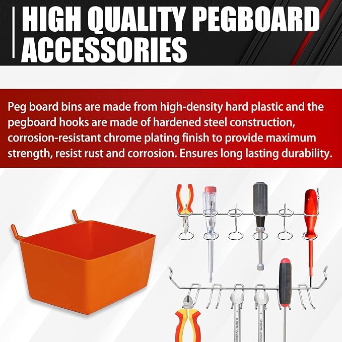 C&T 80 Piece Pegboard Hooks Assortment Kit, Pegboard Accessories Organizer Set - Image 2