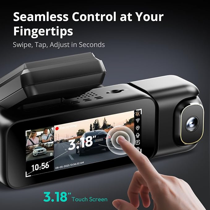 4K 3 Channel Dash Cam Front and Rear/Inside, 360°Dash Camera - Image 7