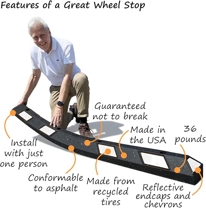 SmartSign Rubber Parking Curb, Heavy Duty Parking Stops - Image 3