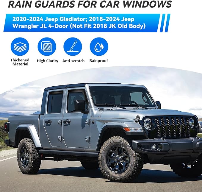 4pcs Front+Rear Smoke Tint Sun/Rain Guard Outside Mount Tape-On Vent Window - Image 2