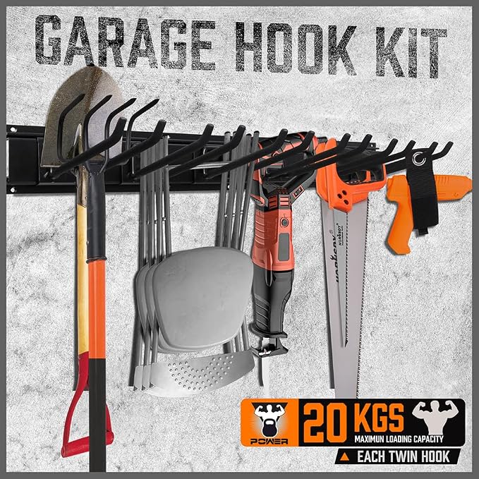 HORUSDY 64-Inch Heavy Duty Garage Organization Rack, 4 Packs Rails and 9 - Image 3