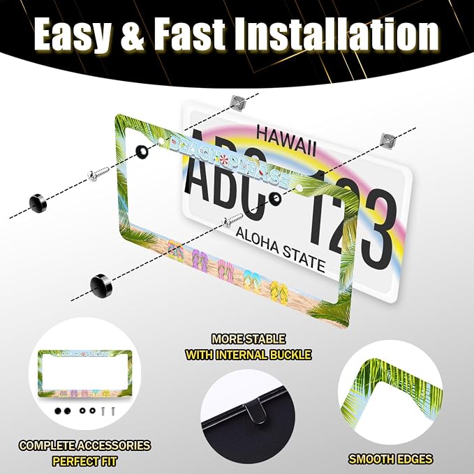 Beach Please License Plate Frame Hawaii Flip Flops License Plate Stainless - Image 6