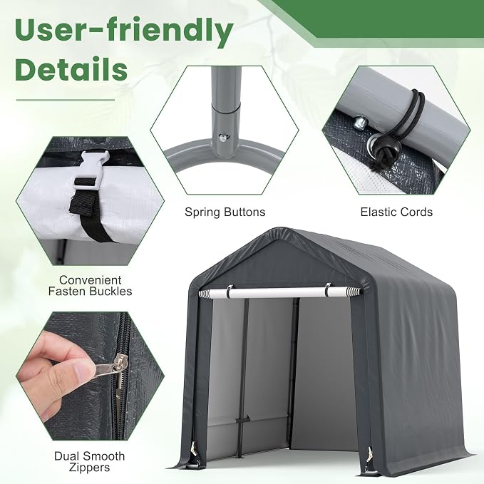 Tangkula 8x6.5Ft Portable Shed, Outdoor Storage Shelter - Image 6