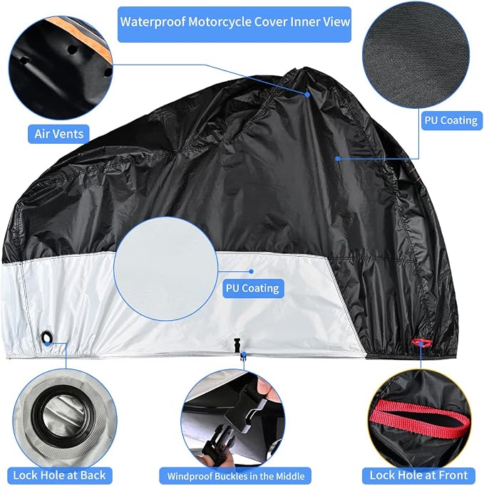 Motorcycle Cover, Coverado Motorcycle Covers Waterproof Outdoor Storage - Image 4