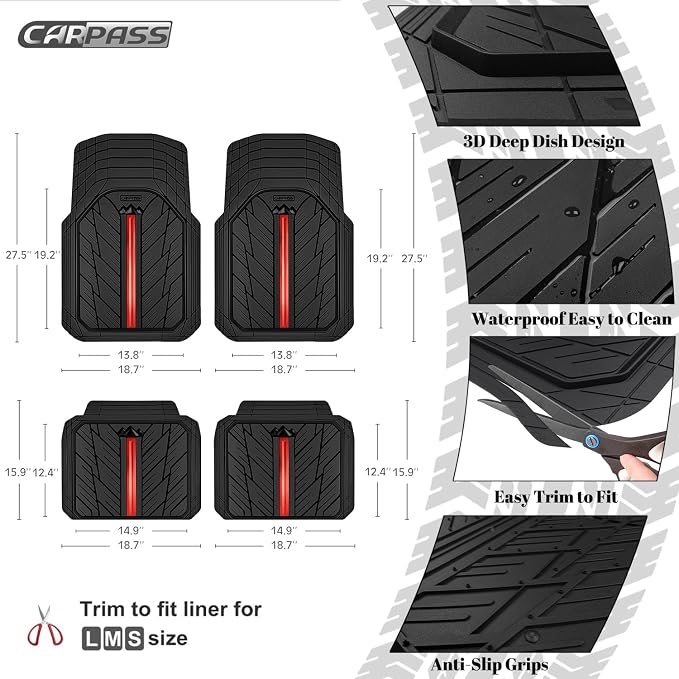 CAR PASS Metal Medium Rubber Floor Mats - Image 3