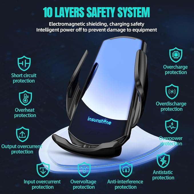 Wireless Car Charger, MAX 15W Fast Charging Auto Clamping, Sensing Phone Holder - Image 7