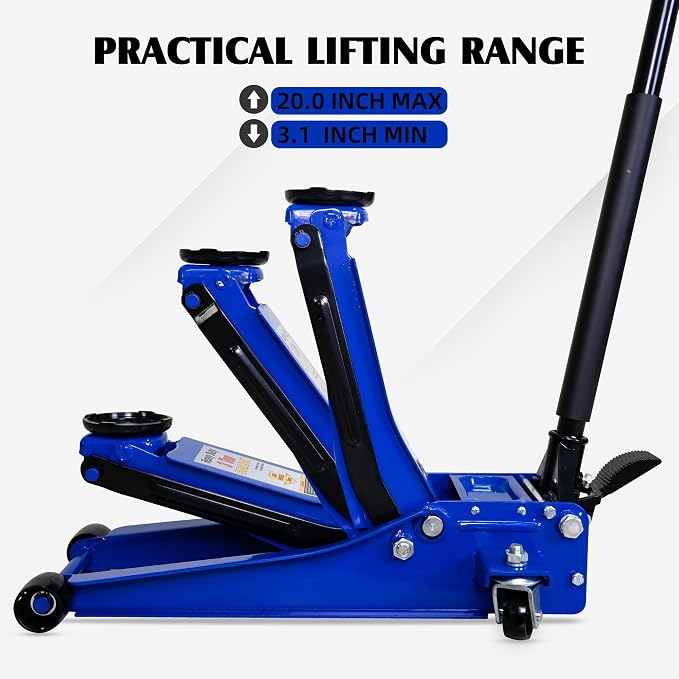 Floor Jack 3Ton/6600lbs.Dual Piston Fast Lifting Pump.Ultra Low Profile Floor - Image 2