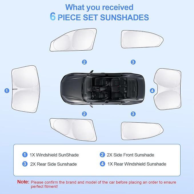6pcs Car Window Shades for Honda Accord 2013-2017 Accessories, Windshield Side - Image 7