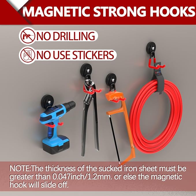 3-H Heavy Duty Magnet Garage Hooks 2 Pack, Large Strong Magnetic Hooks - Image 3