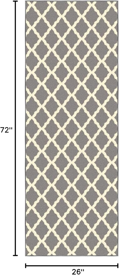 Ottomanson Hallway Runner Rug 2'2" x 6' Non Slip Trellis Area Rugs Easy to - Image 2