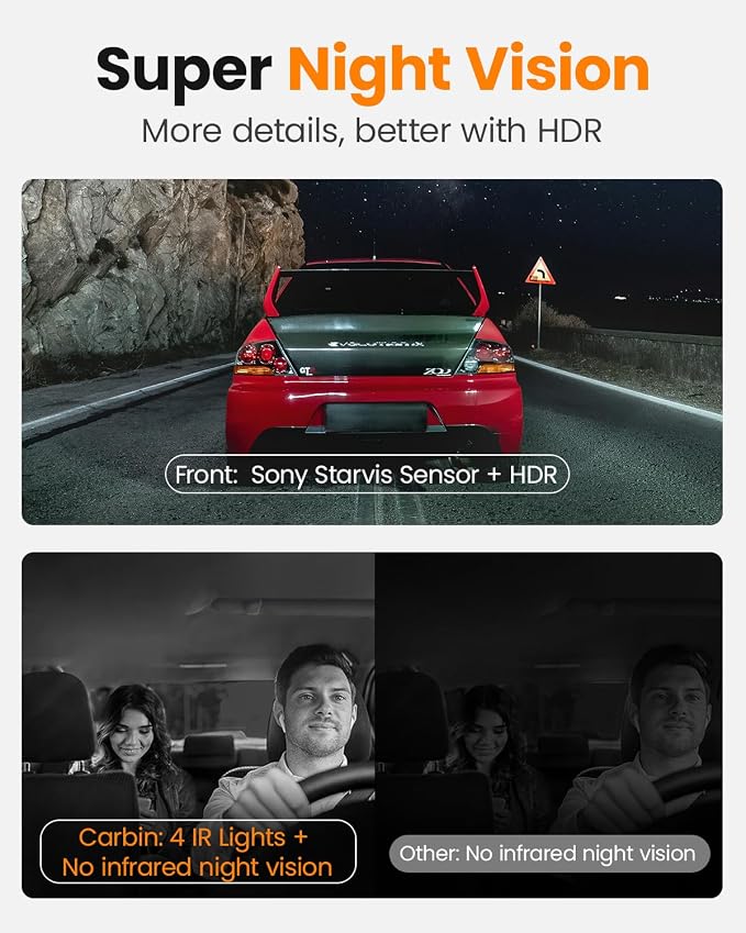 4K 3 Channel Dash Cam, 2160P+1080P+1080P Front and Rear Inside Car Camera - Image 6