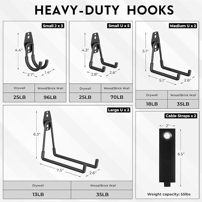 BONTEC Heavy Duty Garage Hooks, Anti-Slip Coated Black Steel - Image 2