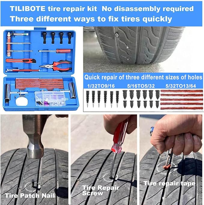 Tire Repair Kit, with Universal Tire Patch Kit to Plug Flats - Image 4