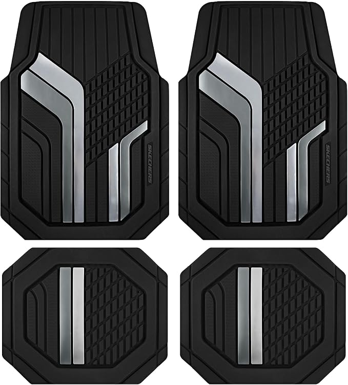 Skechers Heavy Duty Rubber Car Floor Mats, Dual Color Design Floor Mats by Skechers