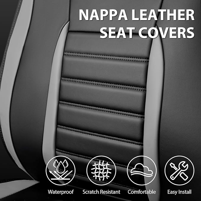 CAR PASS Nappa Leather Car Seat Covers Front Seats, Luxury Seat Protector - Image 6