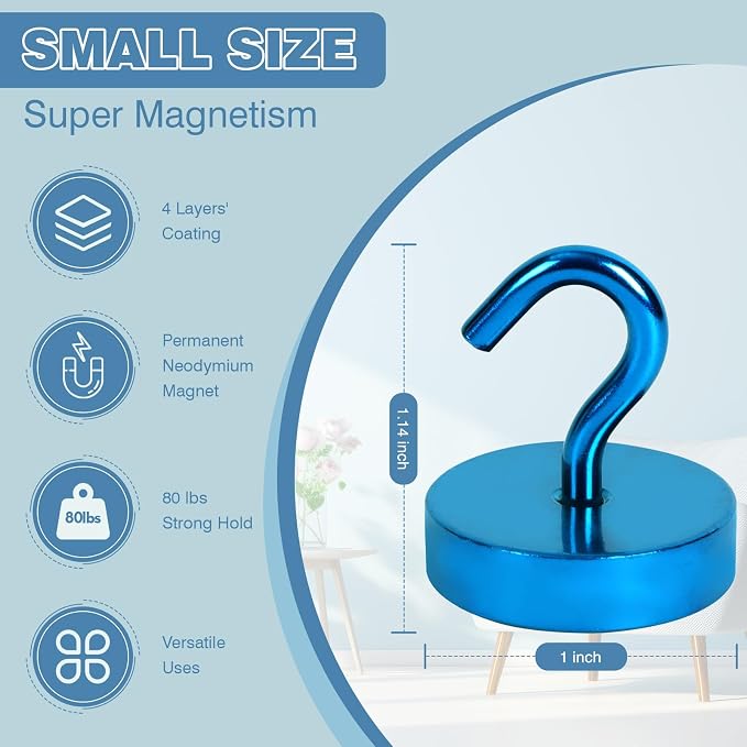 Neosmuk Magnetic Hooks, Cruise Ship Essentials, 80lb+ Heavy Duty Magnetic Hooks - Image 5