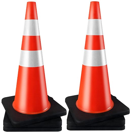 Traffic Cones 28 inch 6 Pack Heavy Duty Safety Cones Orange by StrLon
